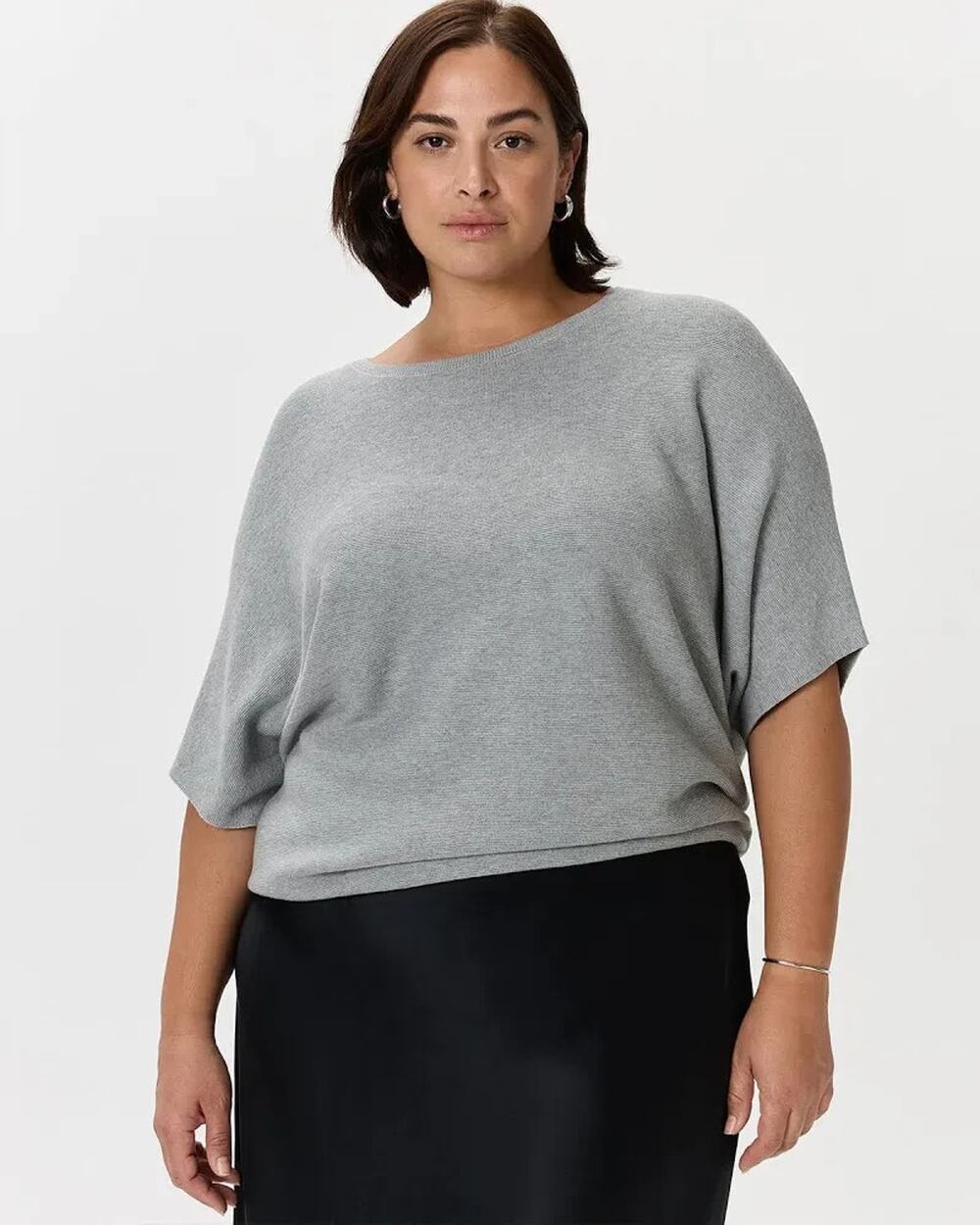 Quince Lightweight CottonCashmere Link-Stitch DolmanSweater Gray Sz XL